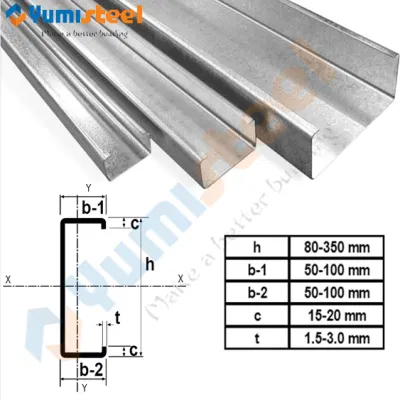 Terça de parede/telhado de aço galvanizado C de alta resistência e bom preço